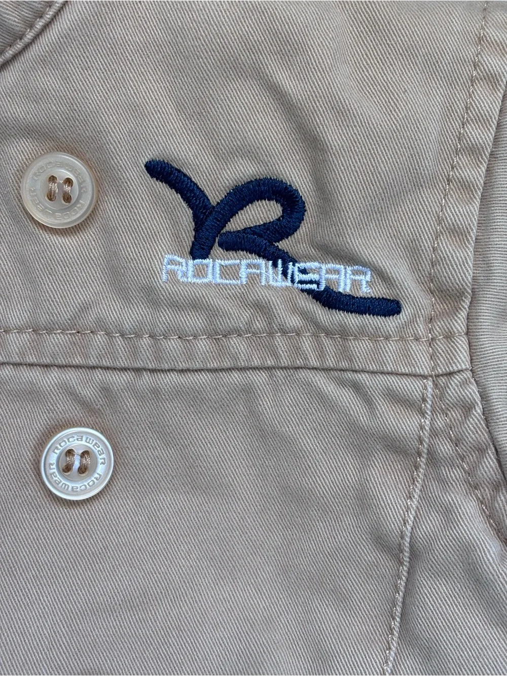 VTG Rocawear Roca Baby Jacket Coat Tan Sherpa Fleece Lined Double Breasted 0-6M